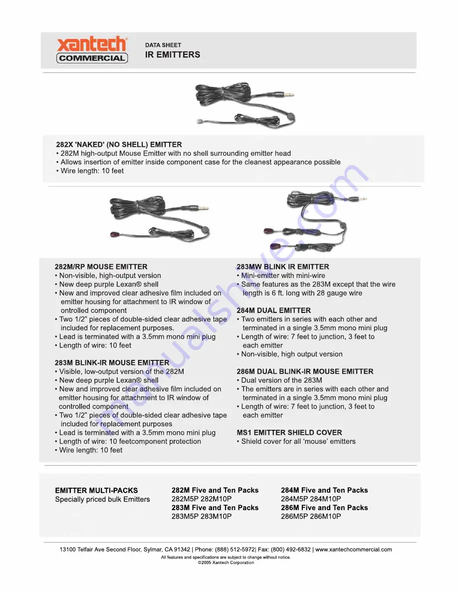 Xantech 282M Datasheet Download Page 1