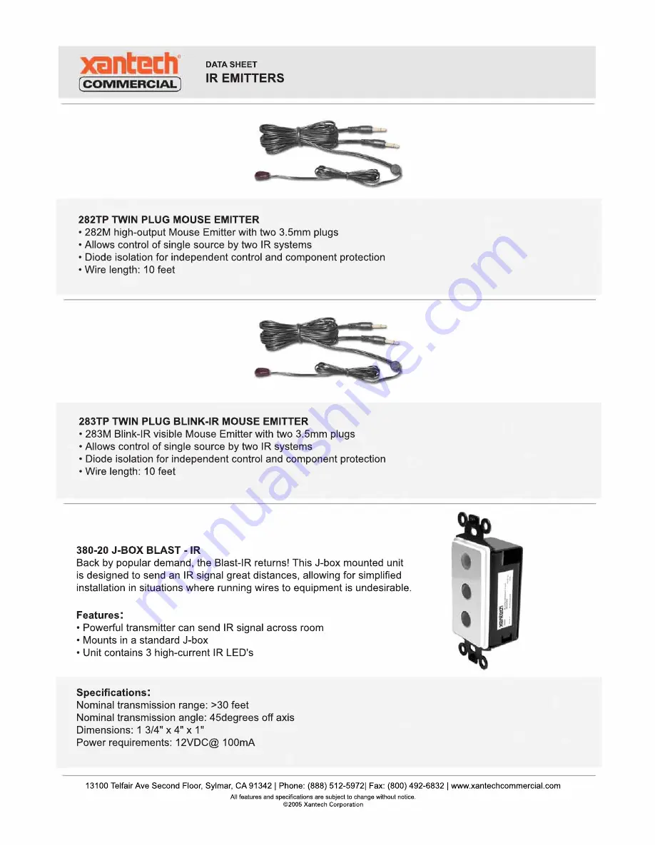 Xantech 282M Datasheet Download Page 2