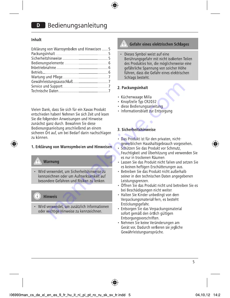 Xavax 106993 Operating Instructions Manual Download Page 7