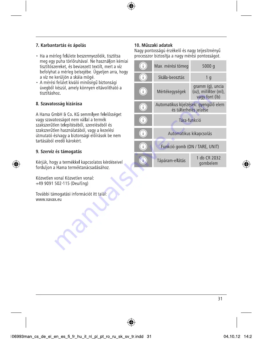 Xavax 106993 Operating Instructions Manual Download Page 33