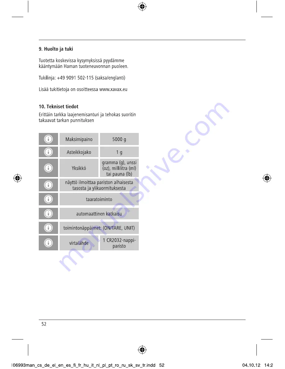 Xavax 106993 Operating Instructions Manual Download Page 54