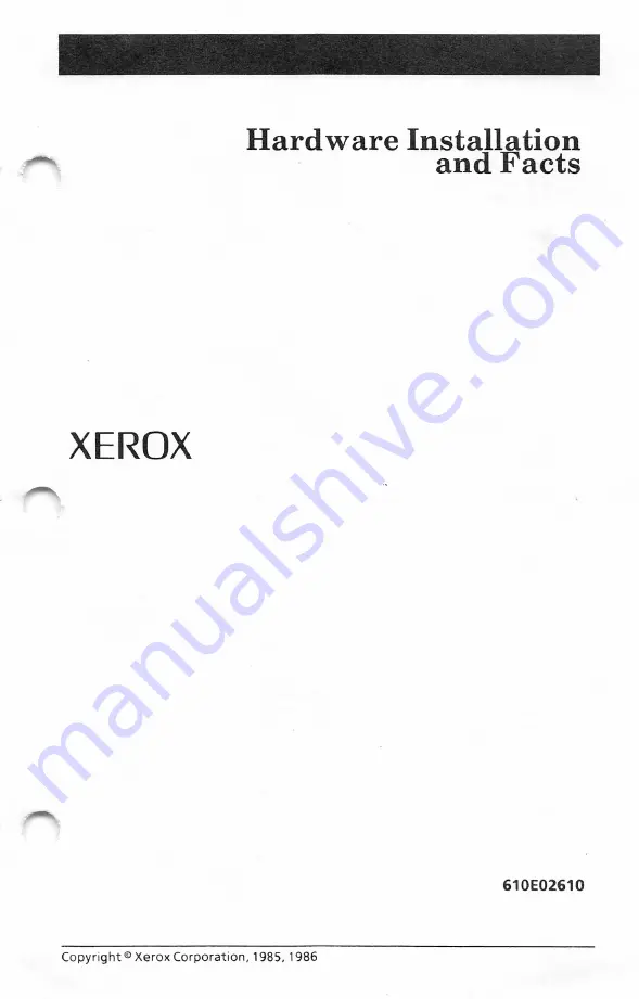 Xerox DocuColor 6060 Hardware Installation And Facts Download Page 1