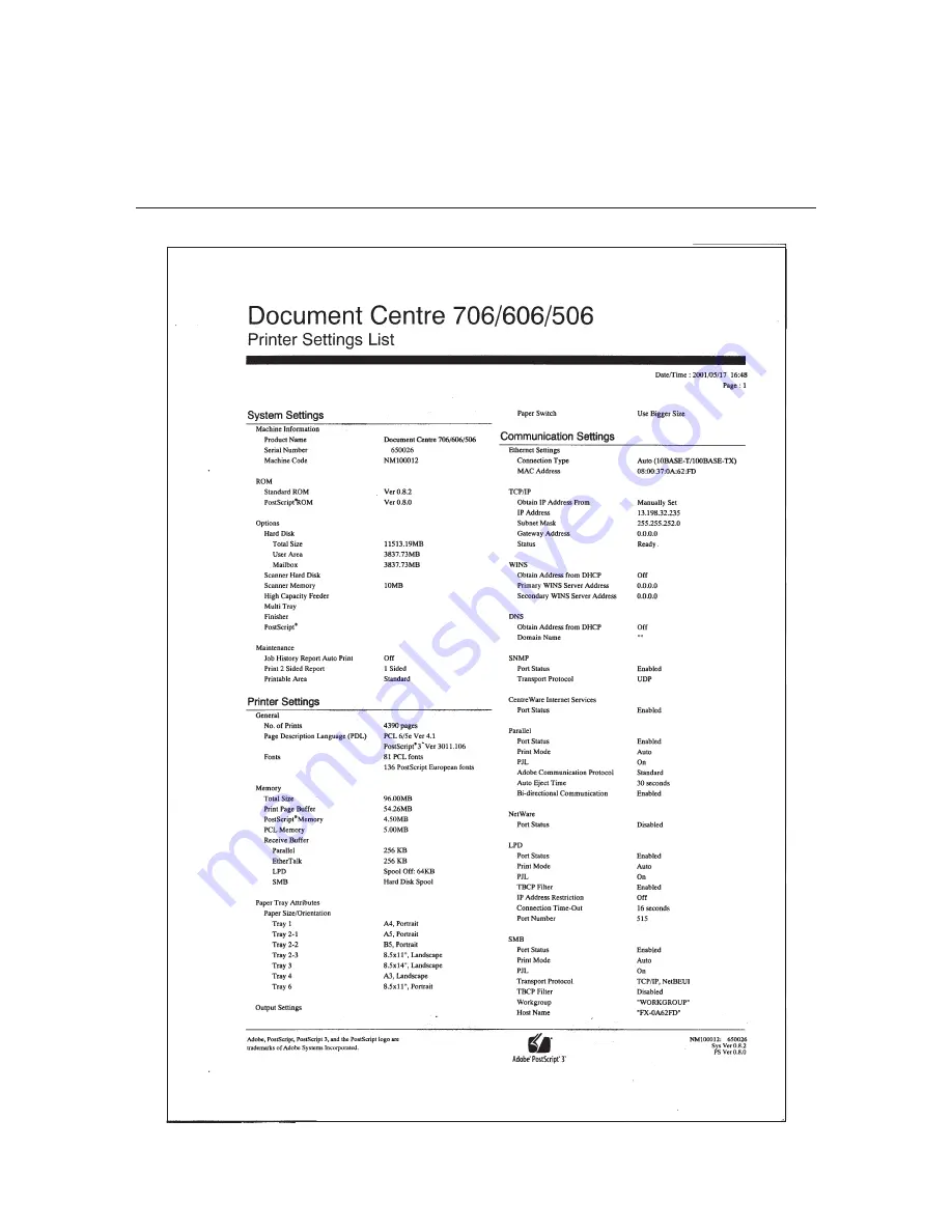 Xerox Document Centre 505 Series User Manual Download Page 178