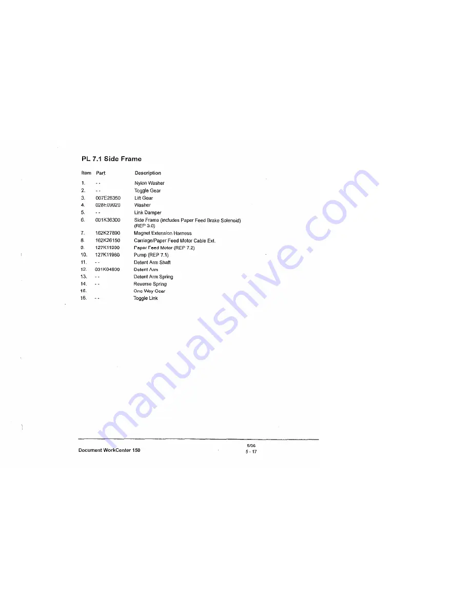 Xerox Document Workcenter 150 Service Manual Download Page 119