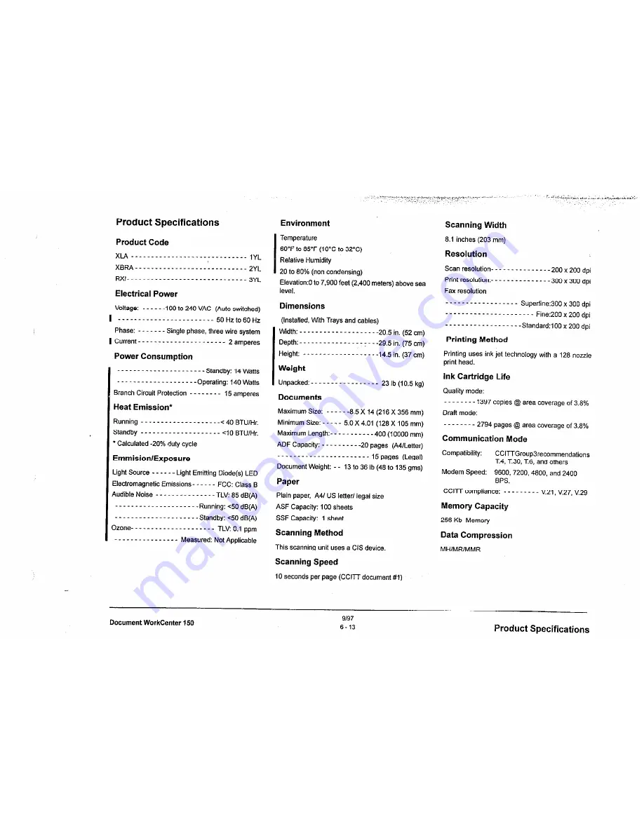 Xerox Document Workcenter 150 Service Manual Download Page 135