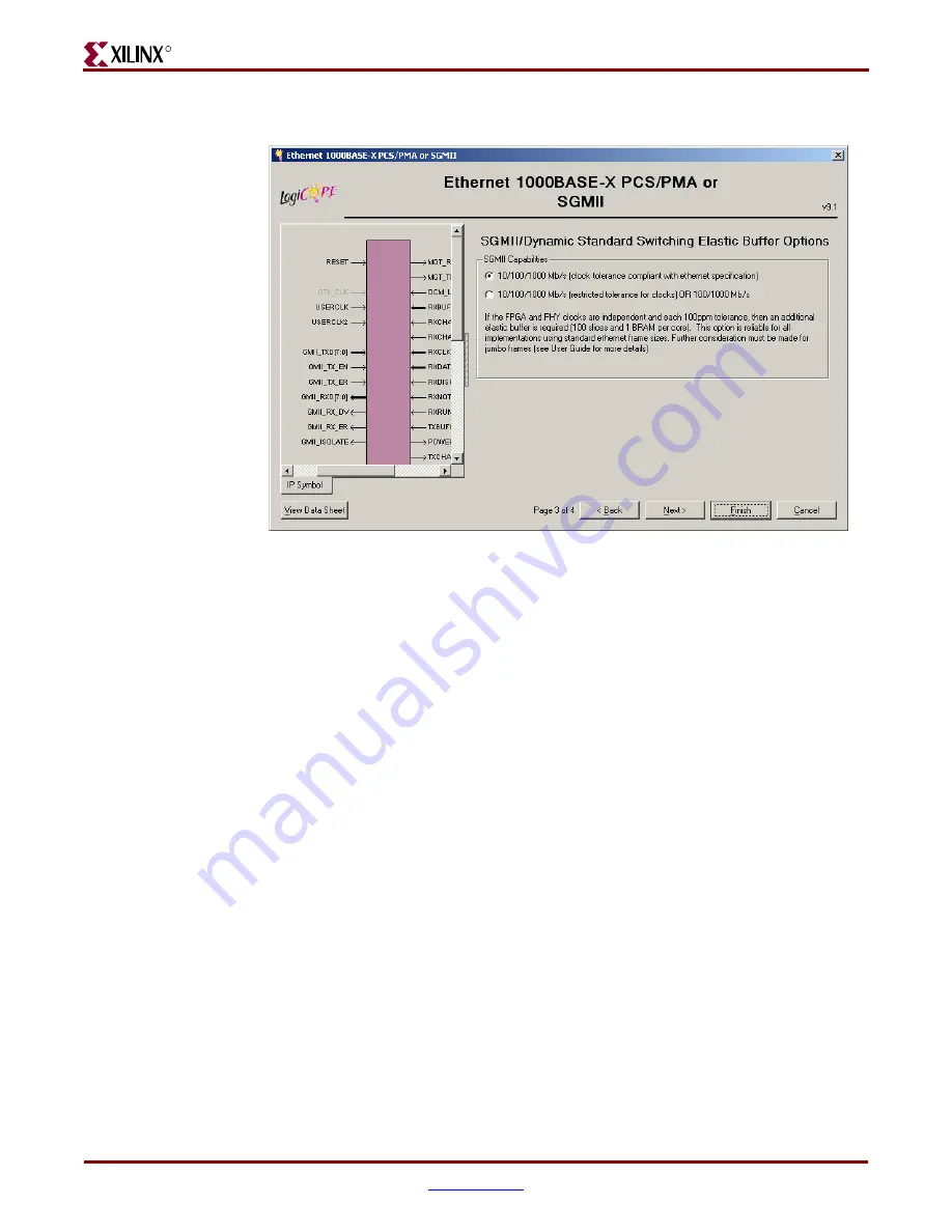 Xilinx LogiCORE 1000BASE-X Скачать руководство пользователя страница 42