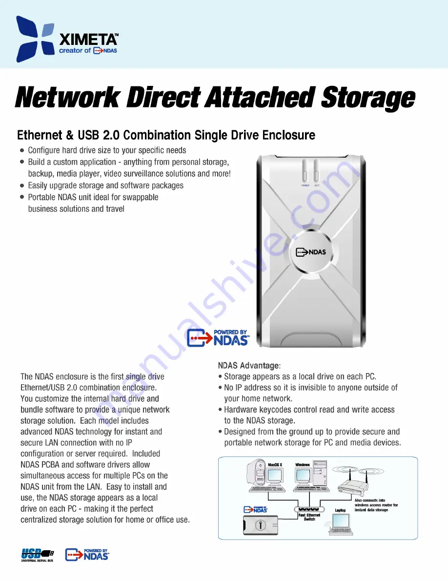 Ximeta NetDisk ENCL-1P Скачать руководство пользователя страница 1