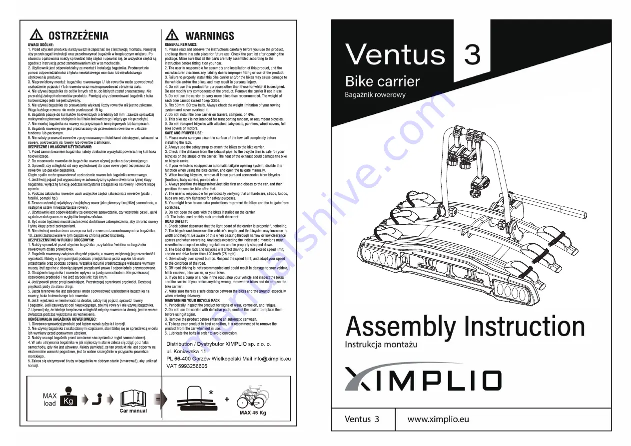 XIMPLIO Ventus 3 Скачать руководство пользователя страница 1