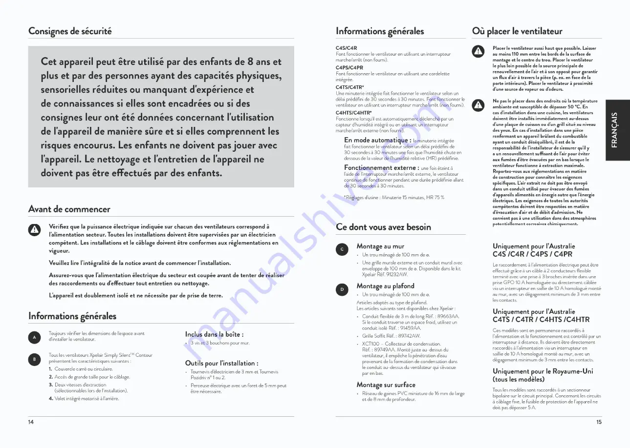 Xpelair 92960AW User Manual Download Page 14