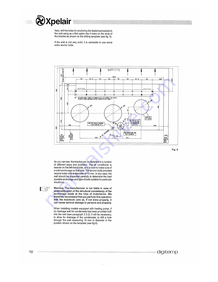 Xpelair digitemp 91154AA WHP 245 Installation Manual Download Page 10