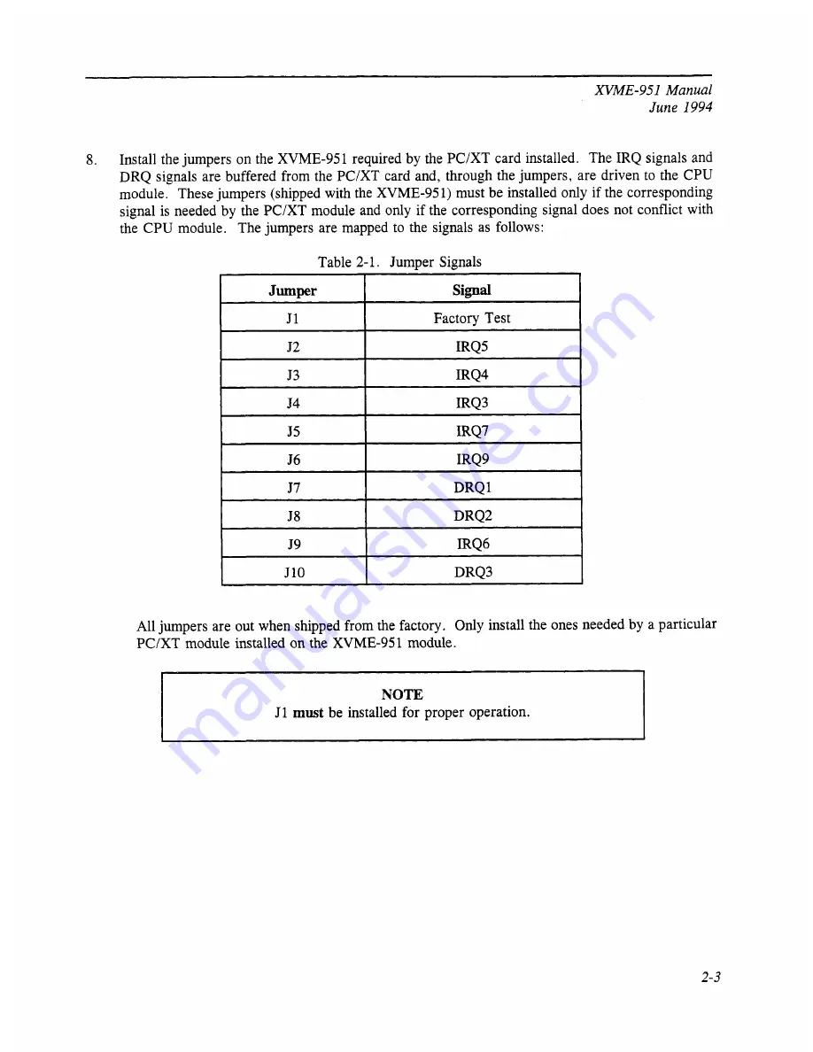 Xycom XVME-951 Manual Download Page 14