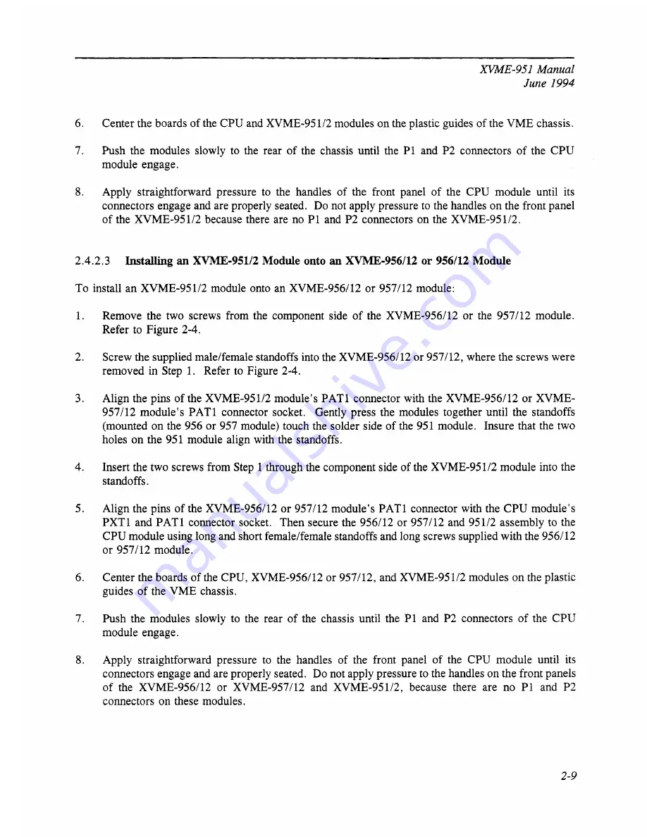 Xycom XVME-951 Manual Download Page 20