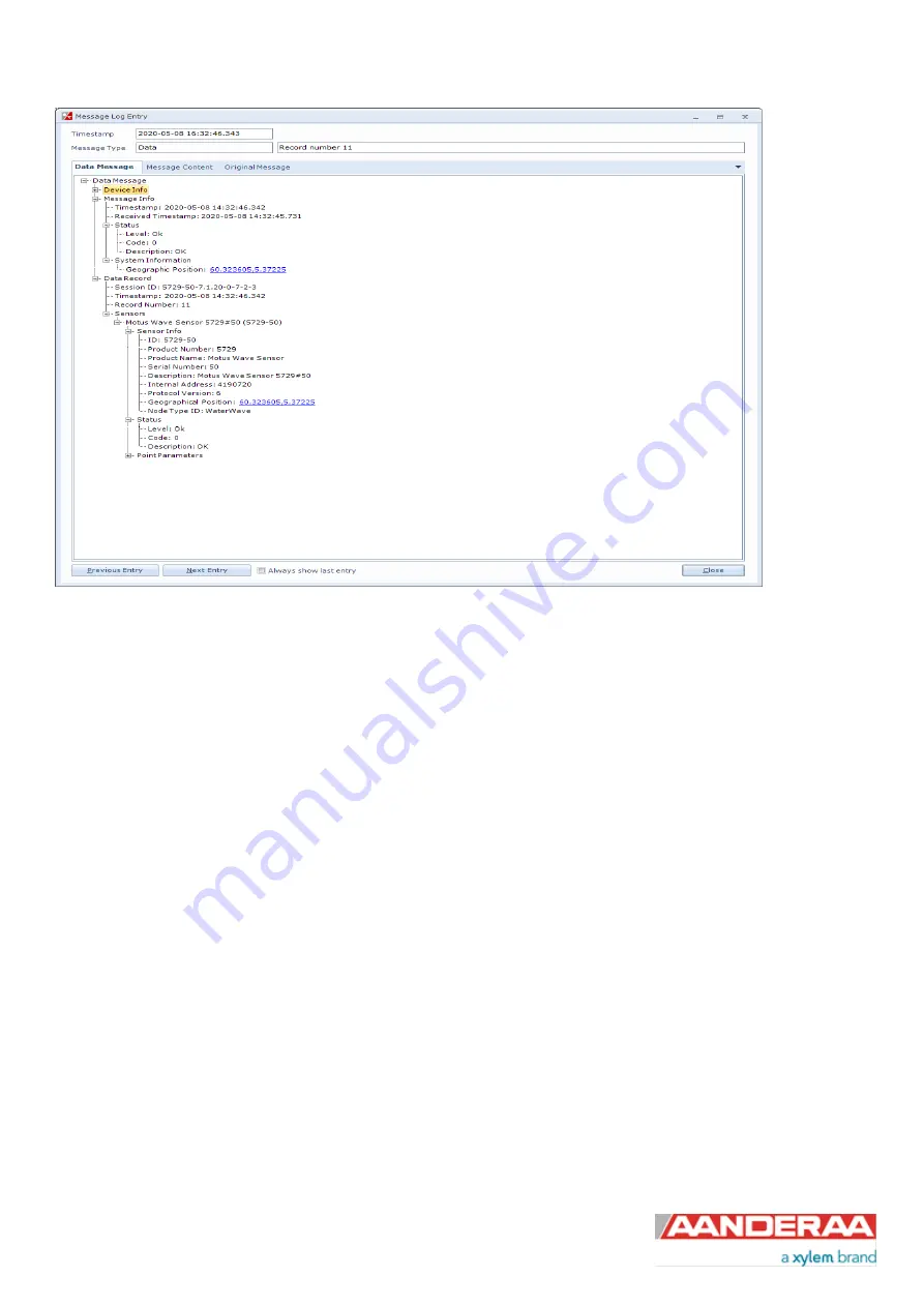 Xylem Aanderaa Motus 5729 Operating Manual Download Page 84