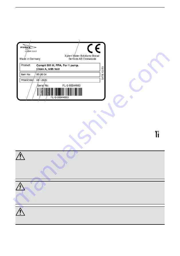 Xylem FLYGT Compit 901 Series Скачать руководство пользователя страница 18