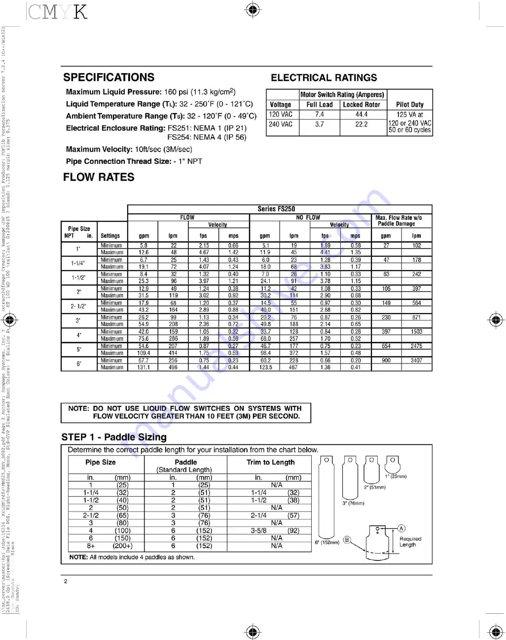 Xylem McDonnell & Miller FS-250 Series Скачать руководство пользователя страница 2