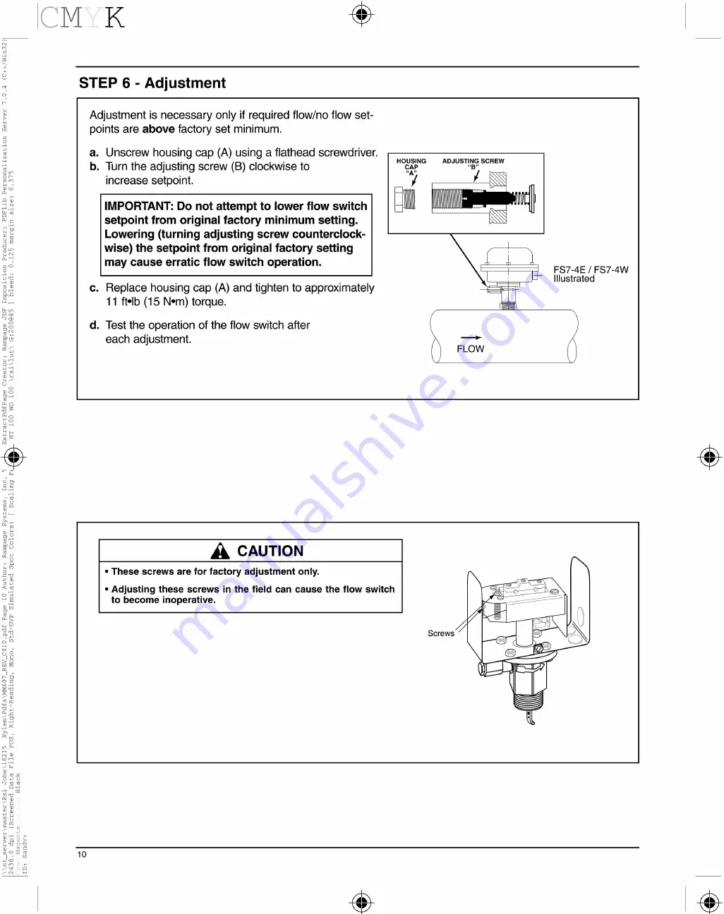 Xylem McDonnell & Miller FS7-4 Series Instruction Manual Download Page 10