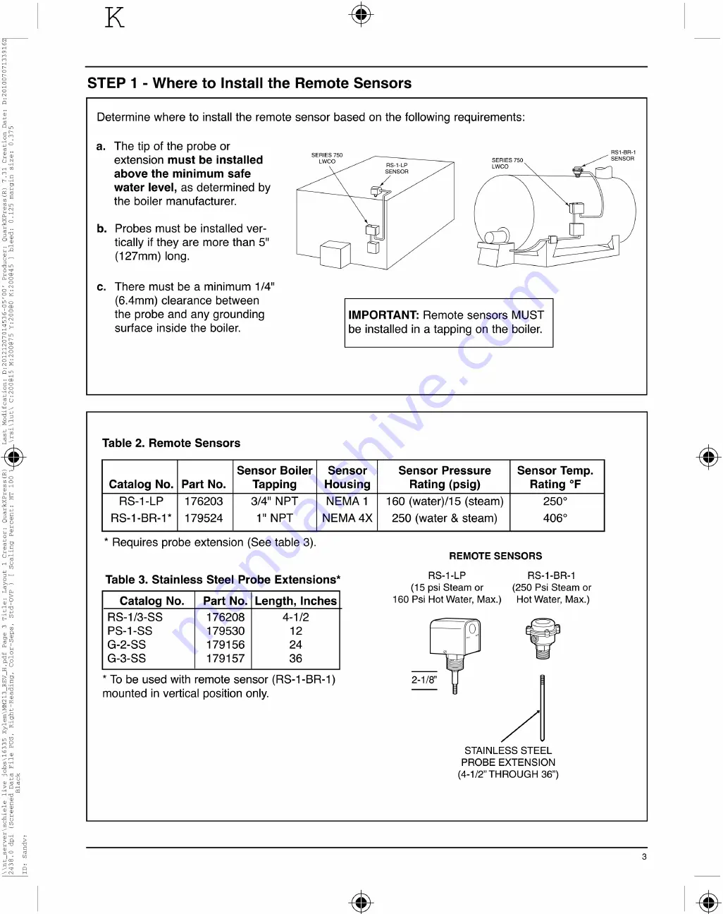 Xylem McDonnell & Miller GUARDDOG 750 Series Instruction Manual Download Page 3