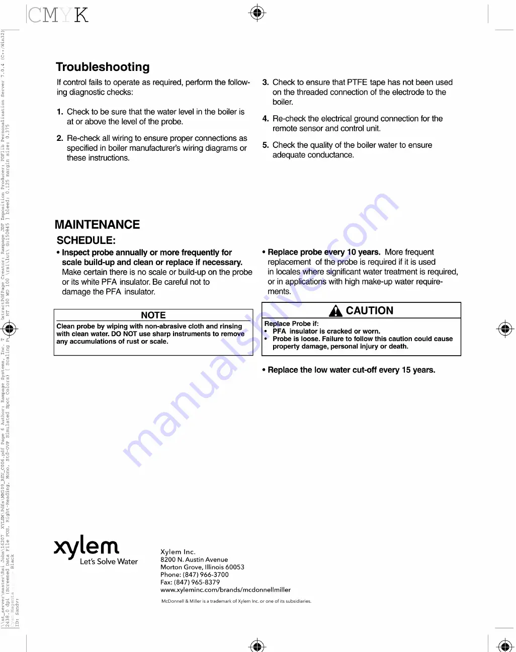 Xylem McDonnell & Miller RS Series Instruction Manual Download Page 6