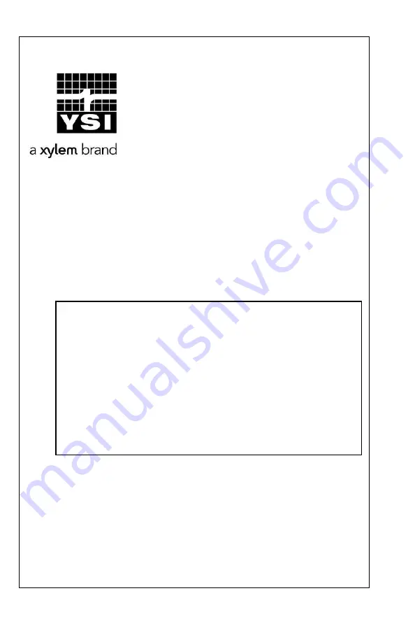 Xylem YSI IOEM Safety And Installation Manual Download Page 1