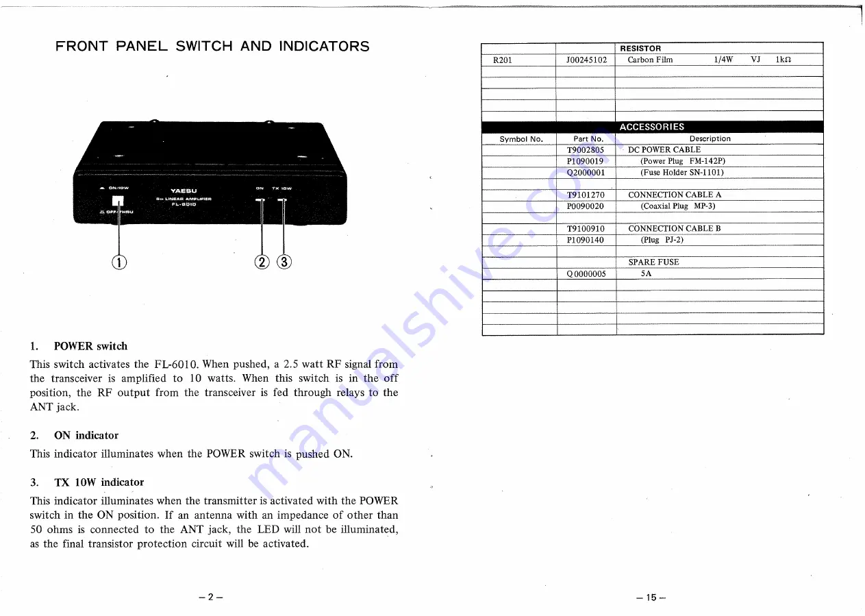 Yaesu FL-6010 Instruction Manual Download Page 4