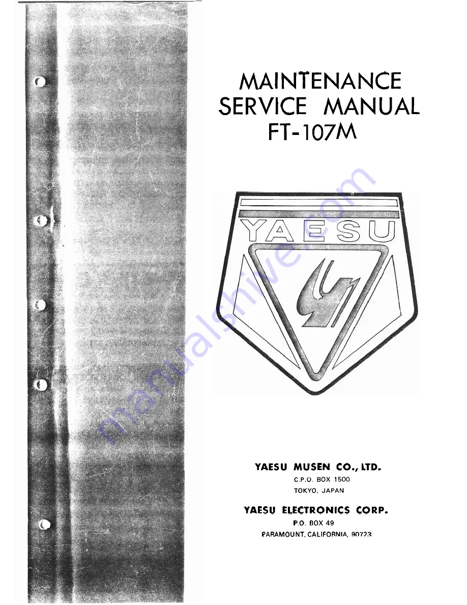 Yaesu FT-107M Maintenance Service Manual Download Page 1