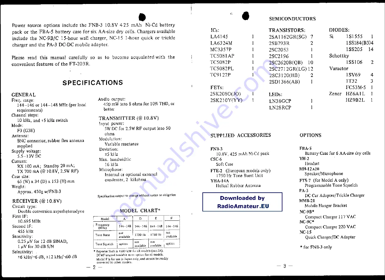 Yaesu FT-203R Скачать руководство пользователя страница 2