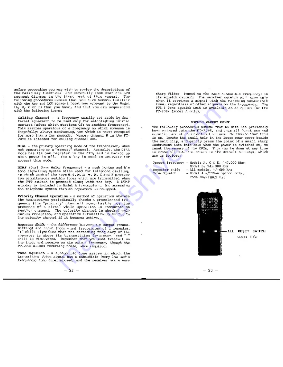 Yaesu FT-209R Operating Manual Download Page 13