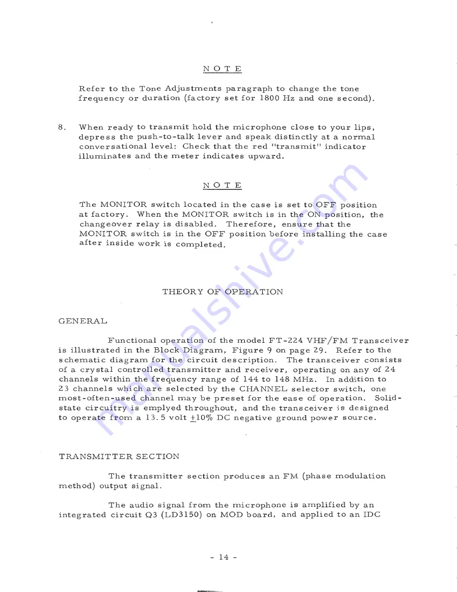 Yaesu FT-224 Instruction Manual Download Page 16