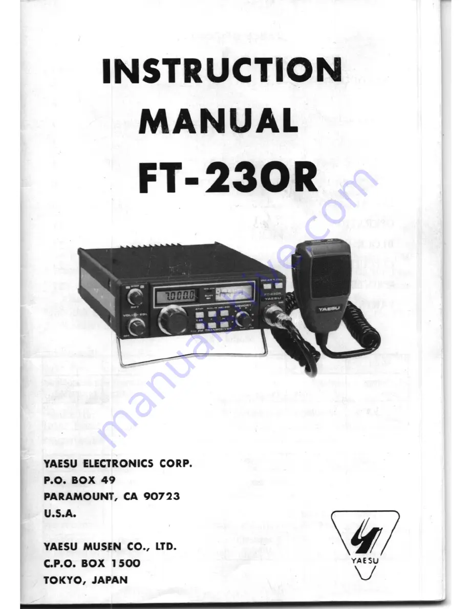 Yaesu FT-230R Instruction Manual Download Page 1