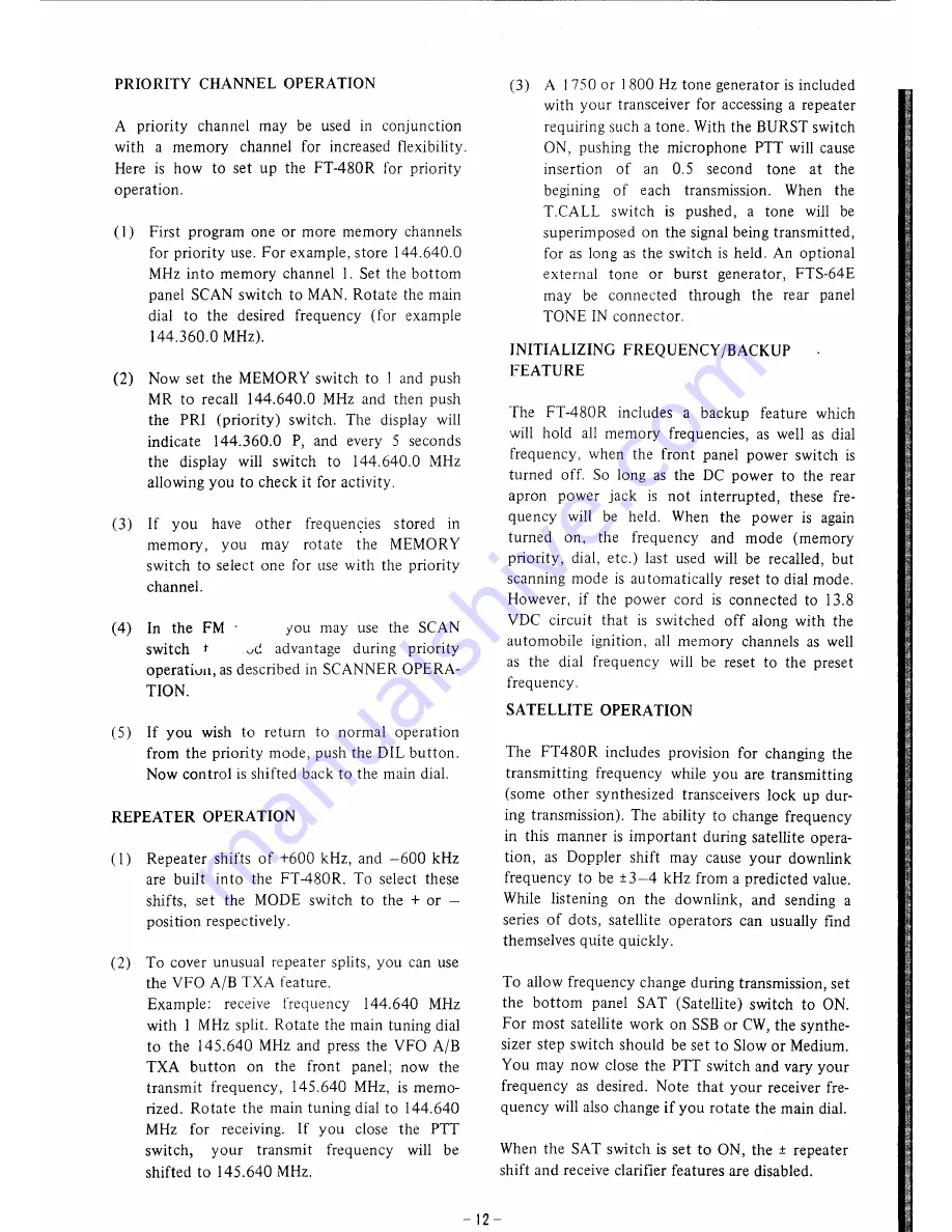 Yaesu FT-480R Instruction Manual Download Page 14