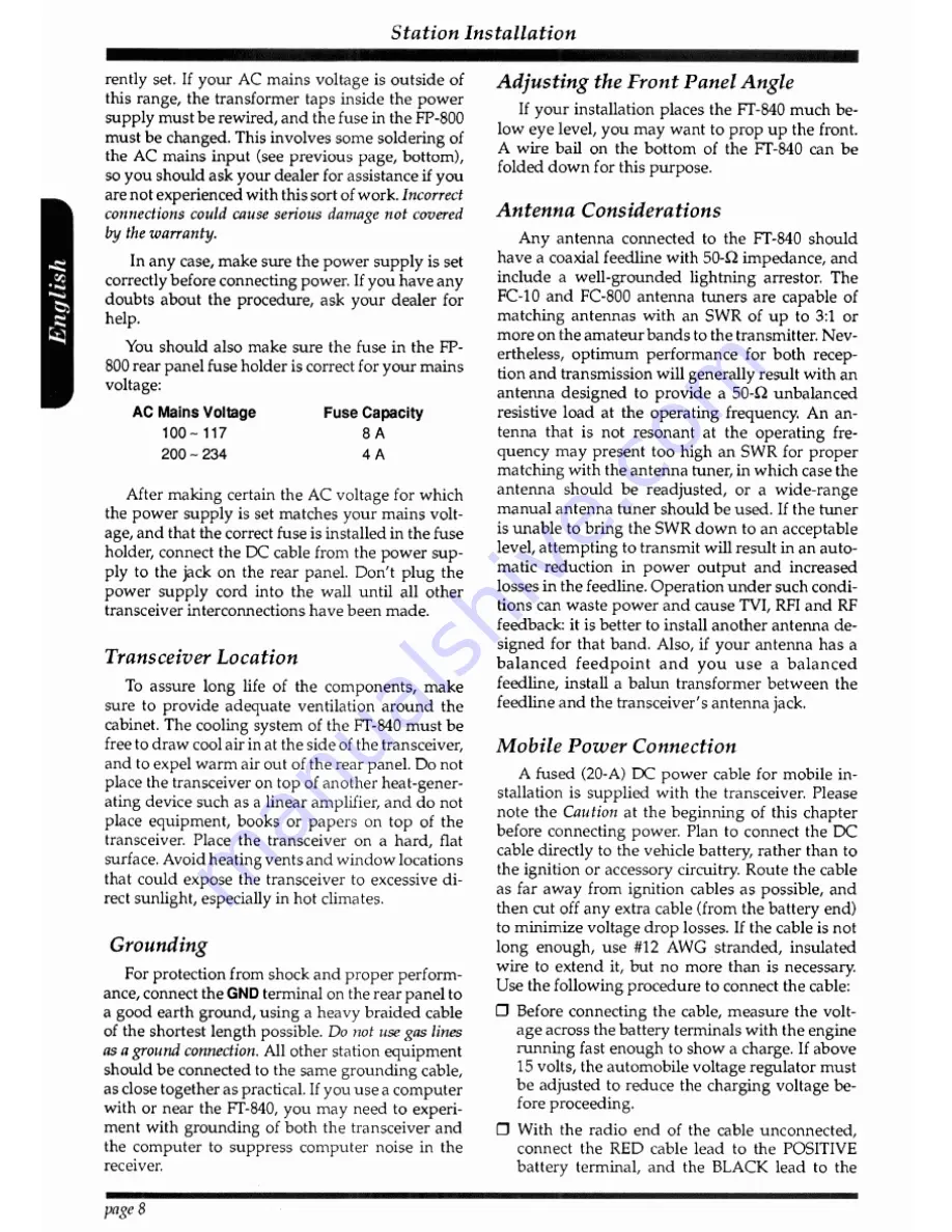 Yaesu FT-840 Operating Manual Download Page 15