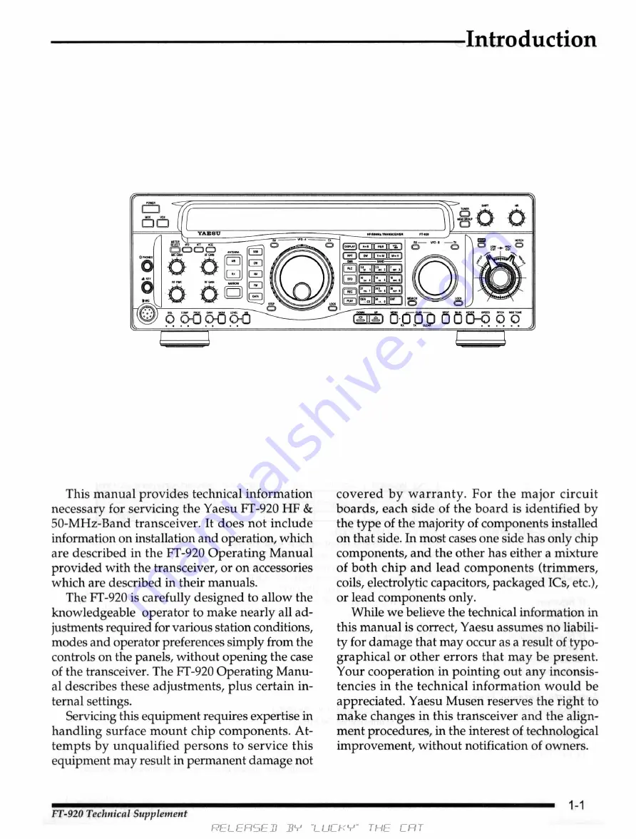 Yaesu FT-920 Technical Supplement Download Page 3