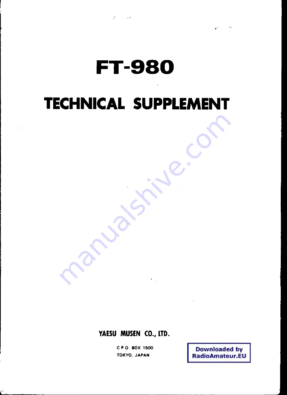 Yaesu FT-980 Technical Supplement Download Page 1