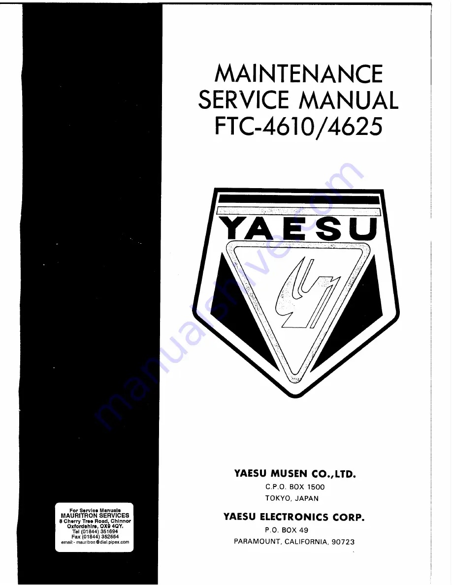 Yaesu FTC-4610 Maintenance Service Manual Download Page 1