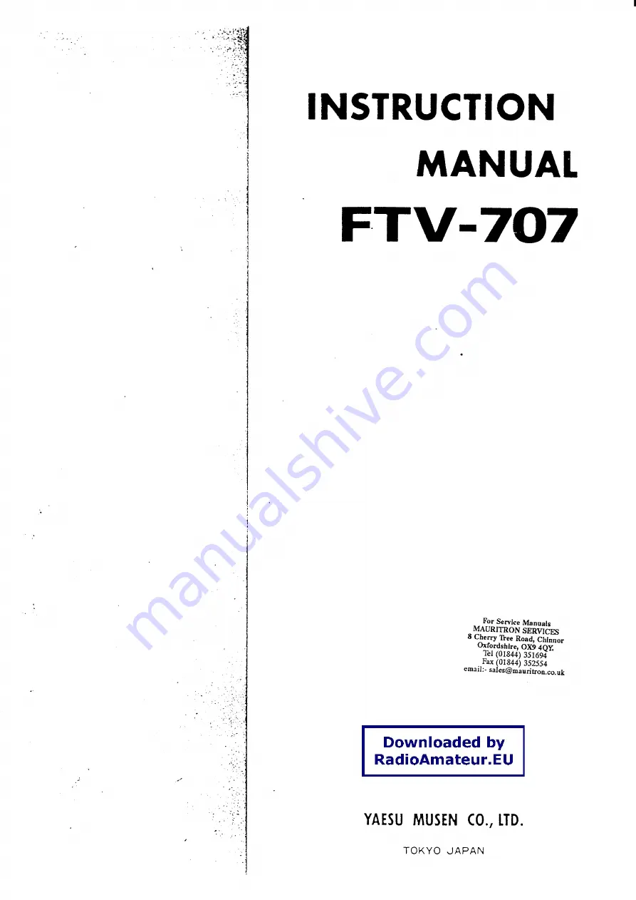 Yaesu FTV-707 Скачать руководство пользователя страница 1