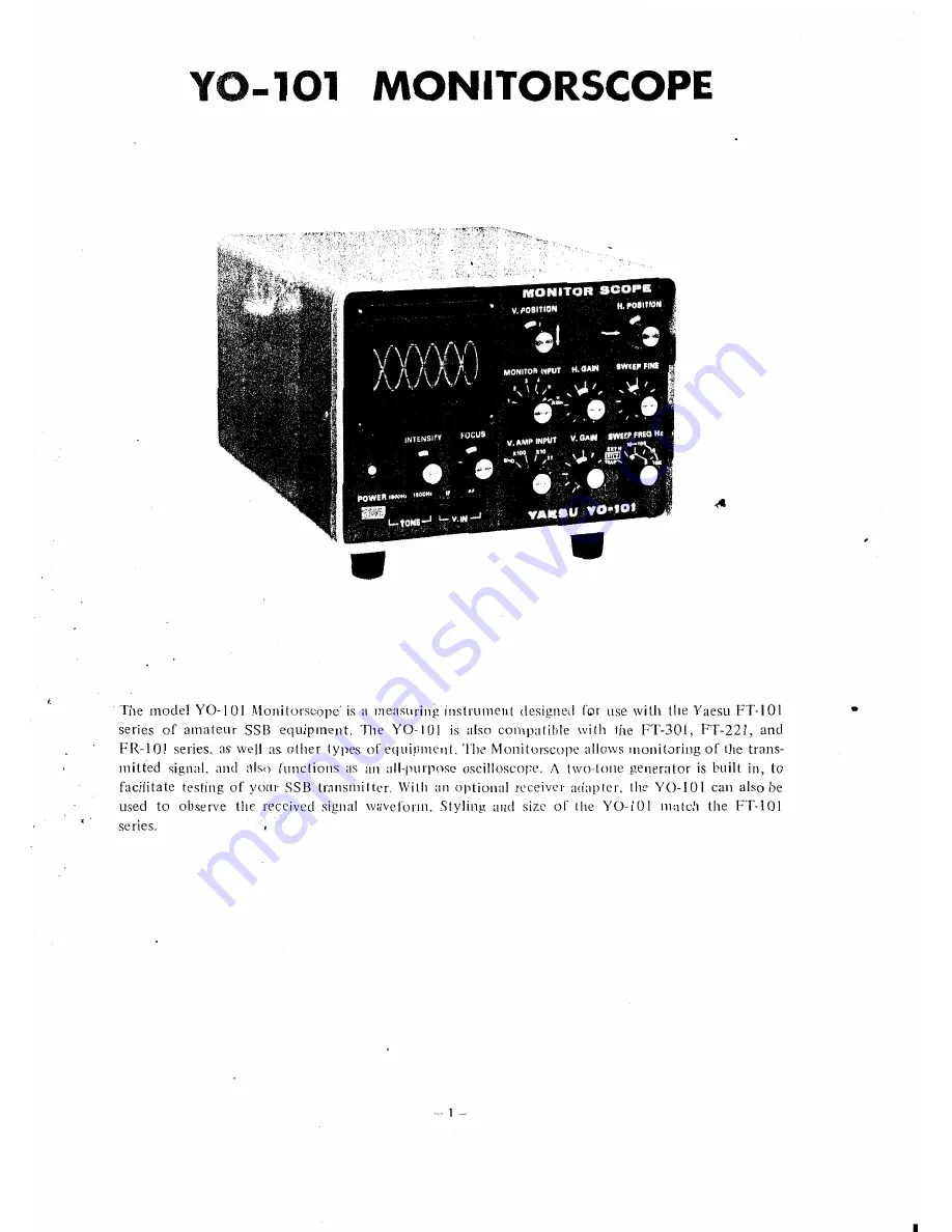 Yaesu YO-101 Скачать руководство пользователя страница 1