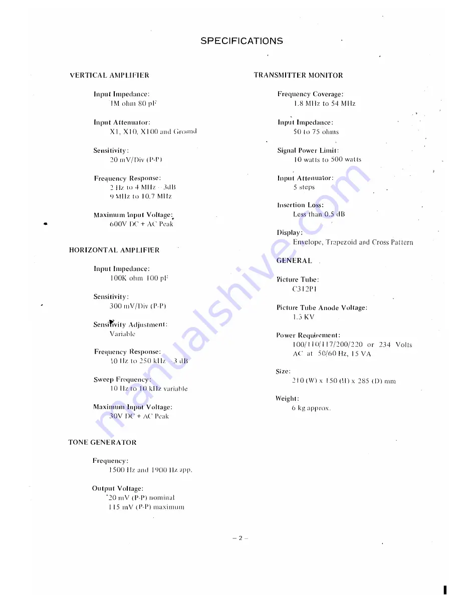 Yaesu YO-101 Manual Download Page 2