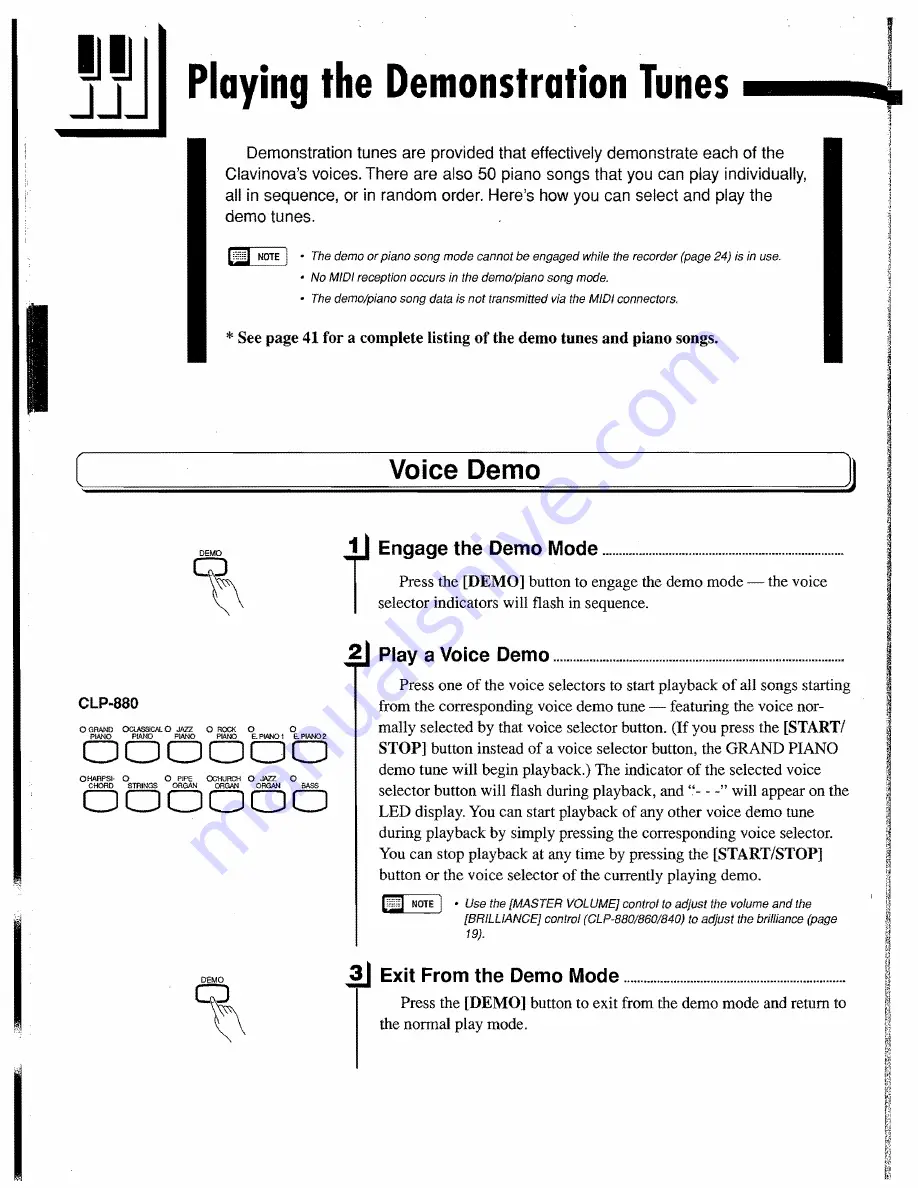 Yamaha Clavinova CLP-880 Owner'S Manual Download Page 12