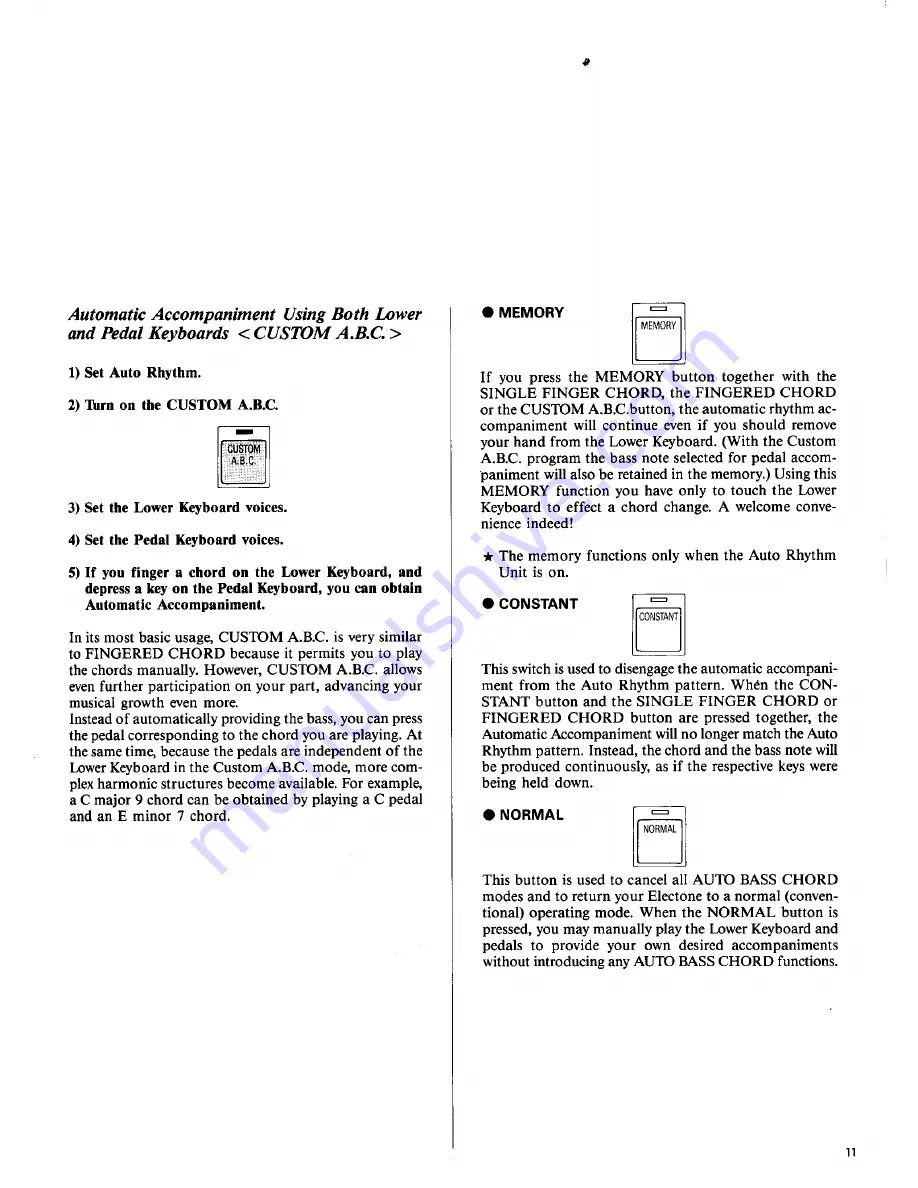 Yamaha Electone FC-20 Manual Download Page 13