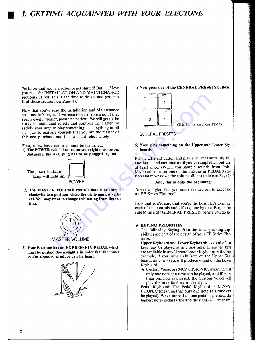 Yamaha Electone FE-50 Скачать руководство пользователя страница 6