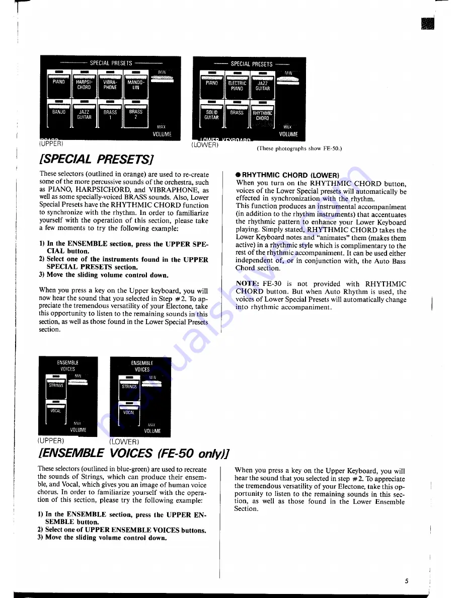 Yamaha Electone FE-50 Manual Download Page 9