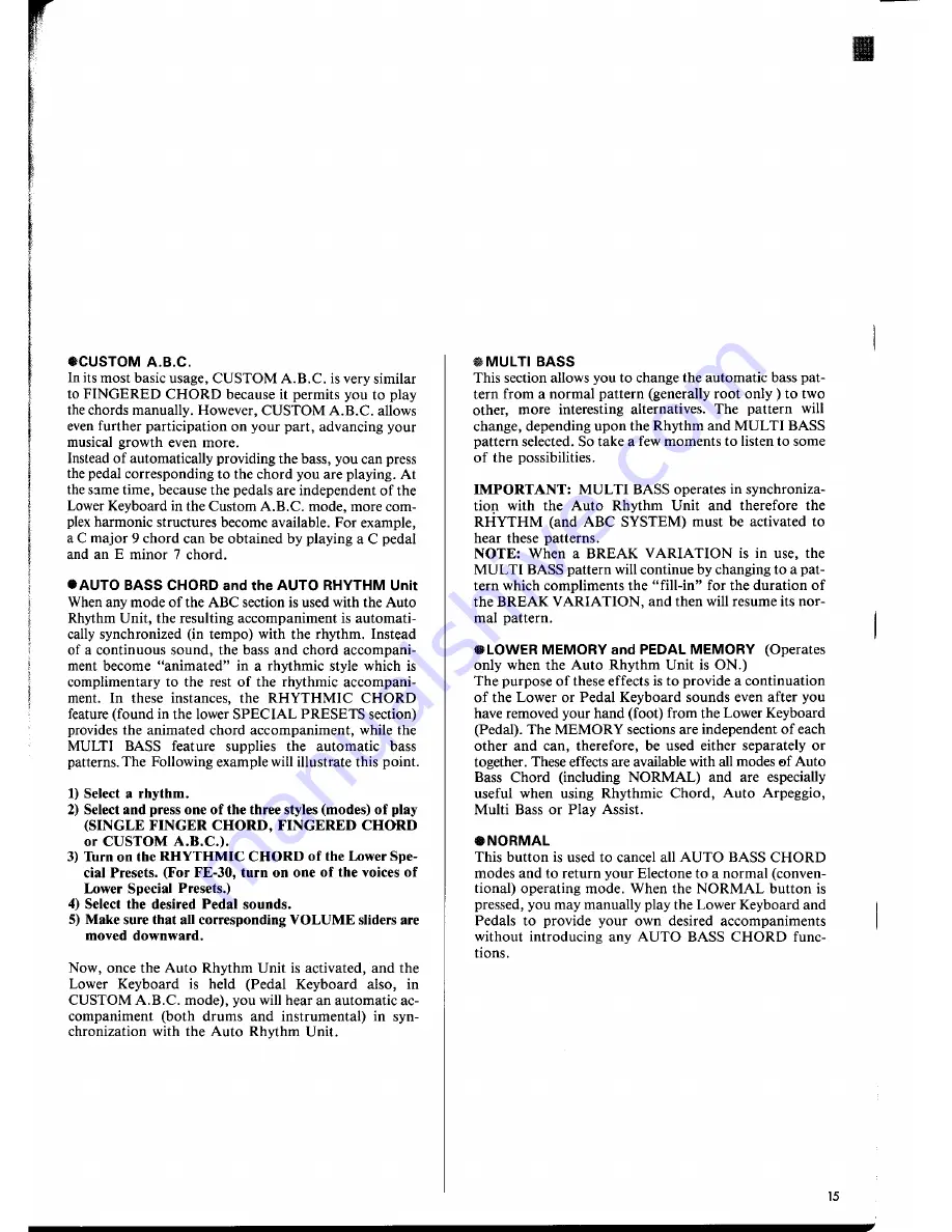 Yamaha Electone FE-50 Manual Download Page 19