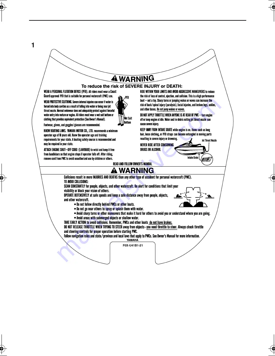 Yamaha GP1300R WaveRunner 2008 Owner'S/Operator'S Manual Download Page 11