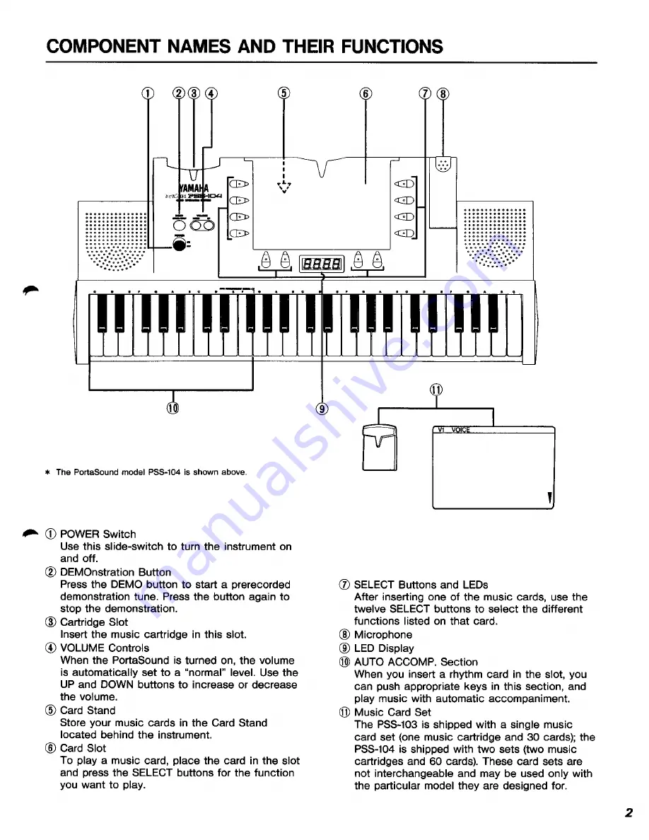 Yamaha PortaSound PSS-203 Owner'S Manual Download Page 3