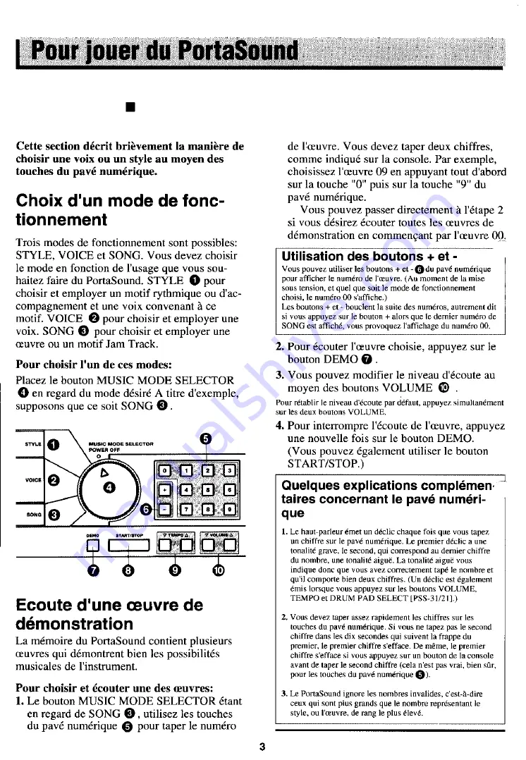 Yamaha PortaSound PSS-21 Manuel Du Propriétaire Download Page 4