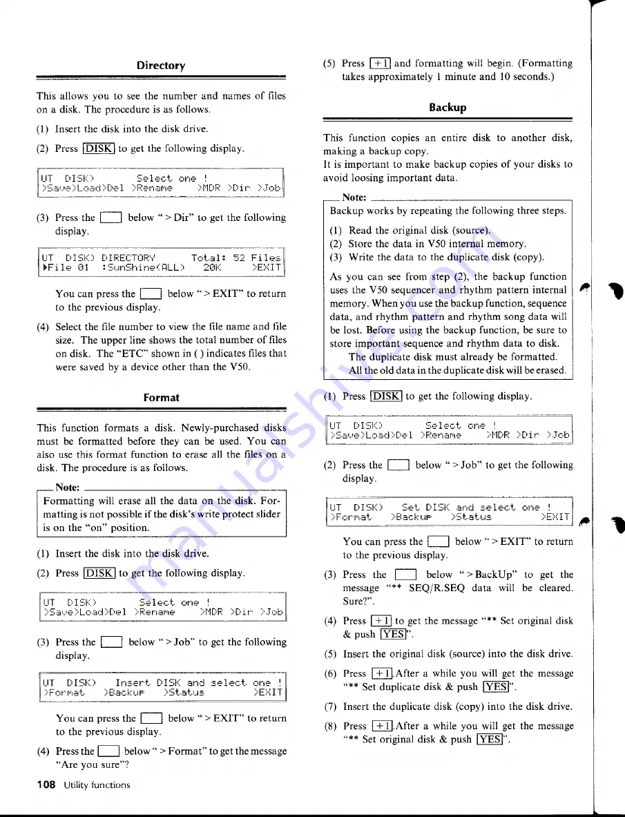 Yamaha V50 Use Manual Download Page 31