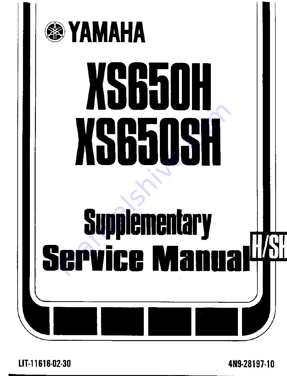 Yamaha XS650H 1978 Supplementary Service Manual Download Page 1