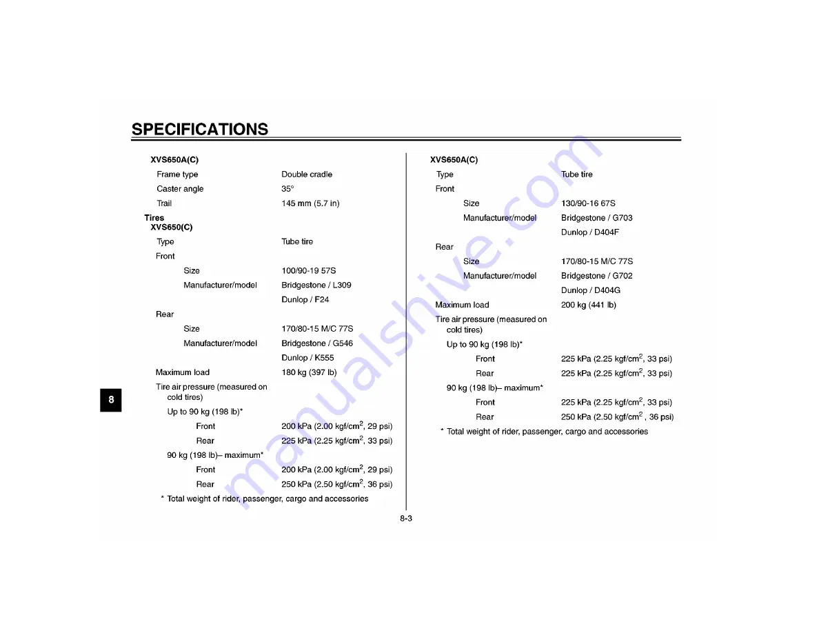 Yamaha XVS650N Owner'S Manual Download Page 103