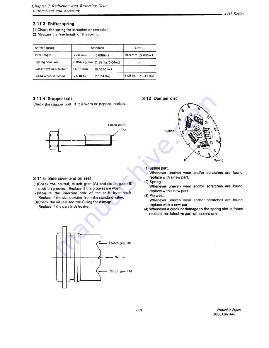 Yanmar 4JHE Service Manual Download Page 199