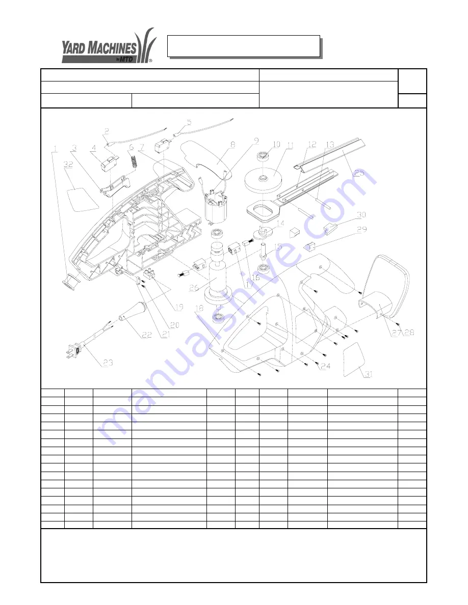 Yard Machines 41AFA16K900 Service Spare Parts List Download Page 1